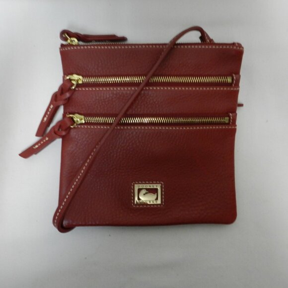 Dooney & Bourke Handbags - Dooney & Bourke Leather North South 3 Zip Crossbody bag purse mauve small pebble